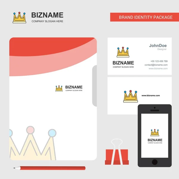 Crown Business Logo, File Cover Visiting Card and Mobile App Design. Vector Illustration
