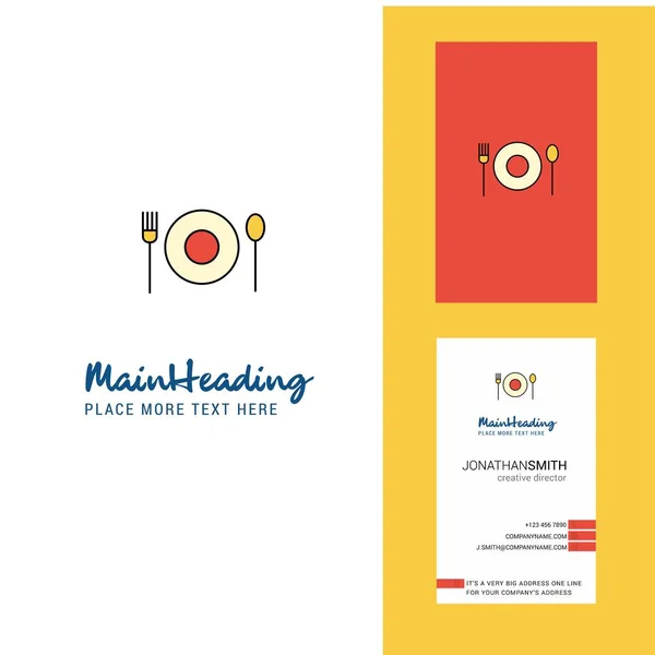 Φαγητό Δημιουργικό Λογότυπο Και Επαγγελματική Κάρτα Κατακόρυφη Σχεδίαση Διανυσματικών — Διανυσματικό Αρχείο