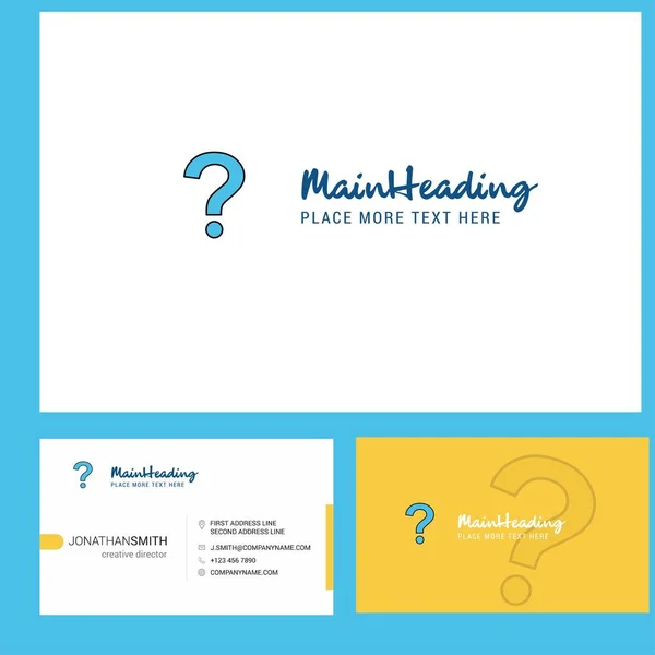 Question Mark Logo Design Tagline Front Back Busienss Card Template — Stock Vector