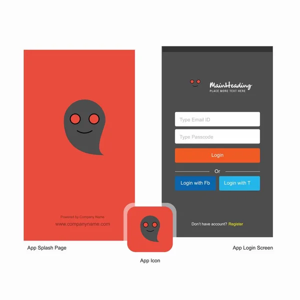 Дизайн Ghost Splash Screen Login Page Шаблоном Логотипа Шаблон Мобильного — стоковый вектор