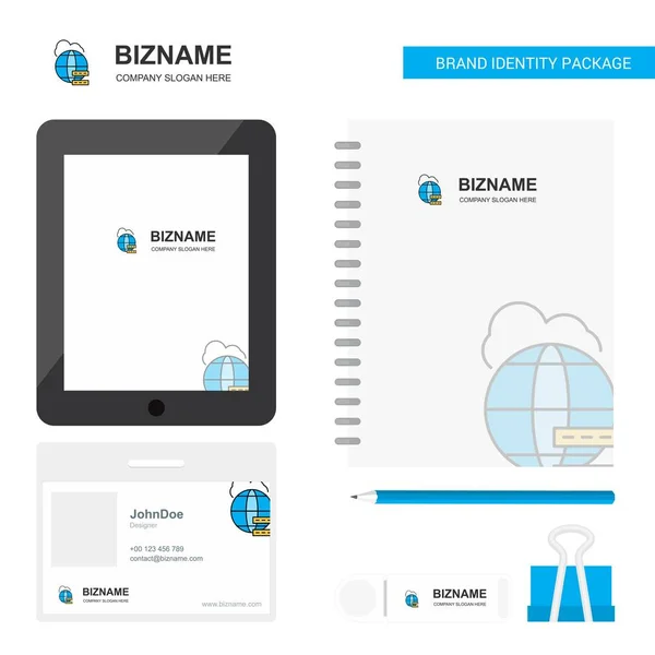 Globe Business Logo Application Onglet Carte Employé Pvc Journal Modèle — Image vectorielle