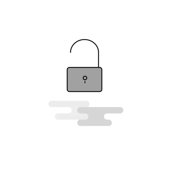 Unlock Web Icon Плоская Линия Заполненная Серой Иконой — стоковый вектор