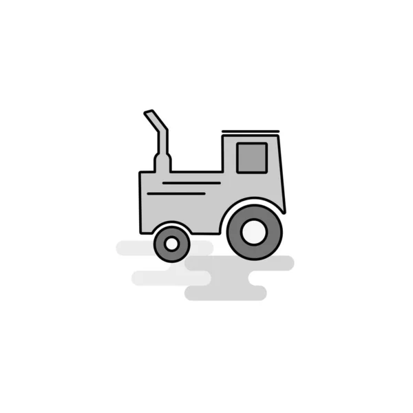 Tractor Web Icon Flat Line Filled Gray Icon Vector — Stock Vector