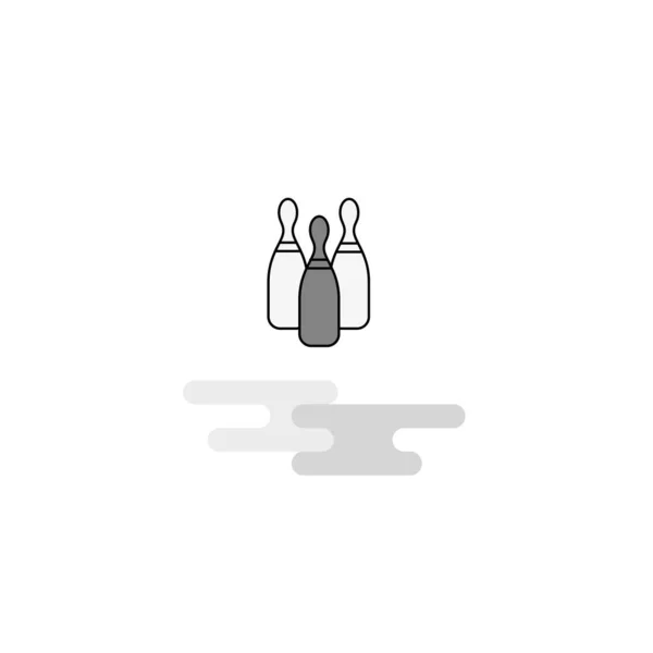 Bowling Web Icon Platte Lijn Gevulde Grijs Pictogram Vector — Stockvector