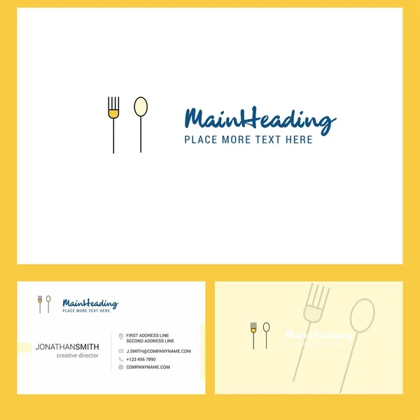 Fork Spoon Logo Design Tagline Front Back Busienss Card Template — Archivo Imágenes Vectoriales