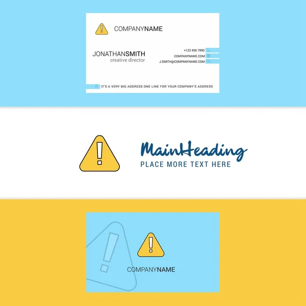 Beautiful Caution Logo Business Card Vertical Design Vector — Stock Vector