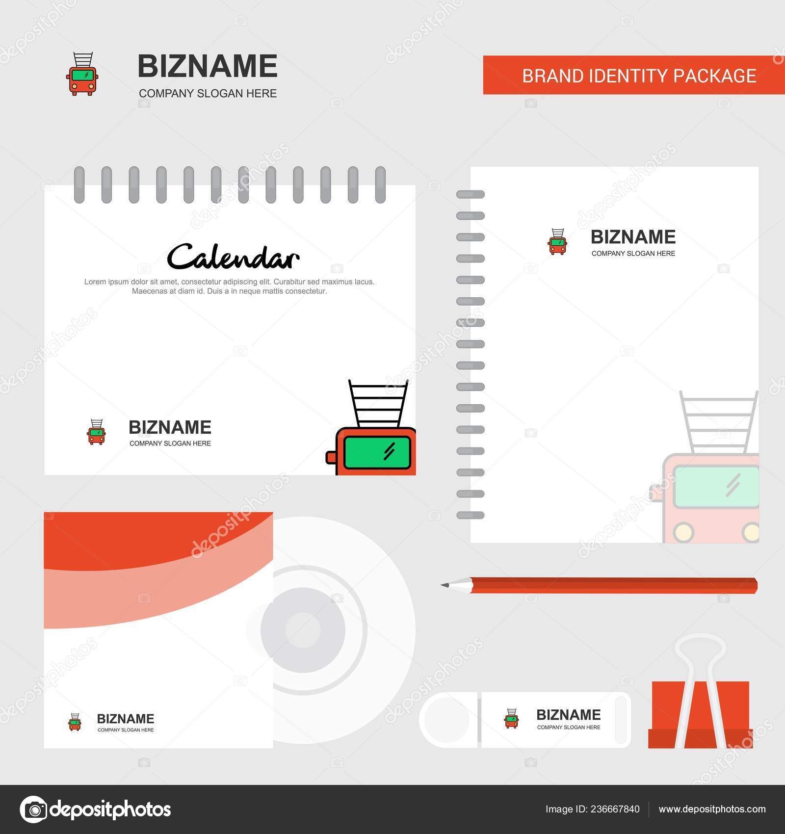 Fire Brigade Truck Logo Calendar Template Cover Diary Usb