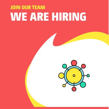 Bize katıl. Busienss şirket kimyasal bağ biz çoğu işe Poster belirtme çizgisi tasarım. Vektör arka plan