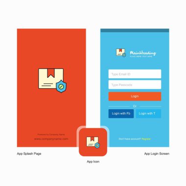 Korumalı belge ekranı ve oturum açma sayfası tasarımı Logo şablonu ile şirket. Mobil Online iş şablonu