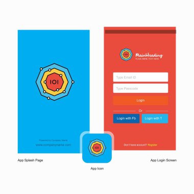 Karşılama ekranı ve giriş sayfası tasarımı Logo şablonu ile bağ kimyasal şirket. Mobil Online iş şablonu