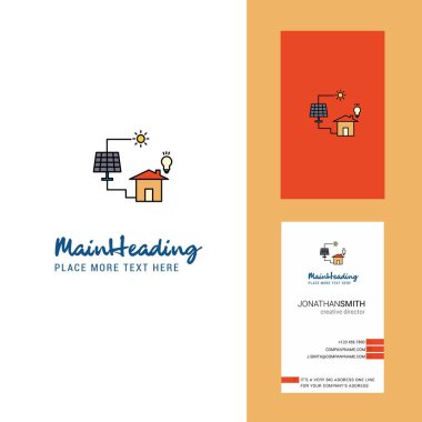Güneş paneli yaratıcı Logo ve kartvizit. dikey tasarlamak vektör