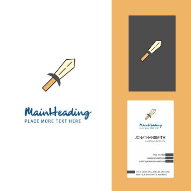 Kılıç yaratıcı Logo ve kartvizit. dikey tasarlamak vektör