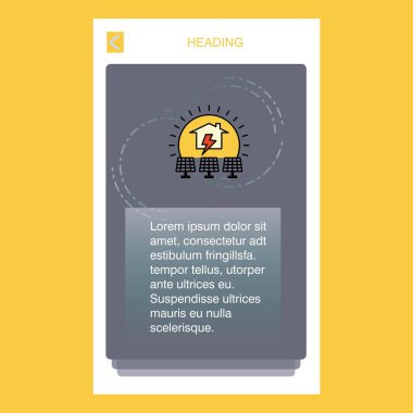 Güneş paneli mobil dikey banner tasarım tasarımı. Vektör