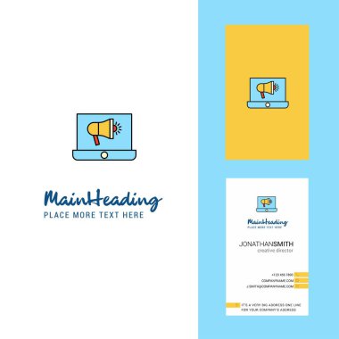 Laptop yaratıcı Logo ve kartvizit müzik. dikey tasarlamak vektör