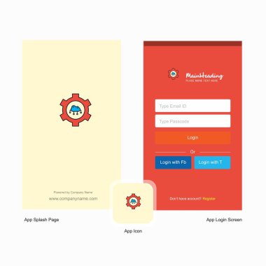 Şirket bulut ekranı ve giriş sayfası tasarımı Logo şablonu ile ayarlama. Mobil Online iş şablonu