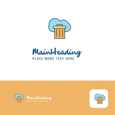 Yaratıcı bulut çöp Logo tasarımı. Slogan için düz renk Logo yer. Vektör çizim