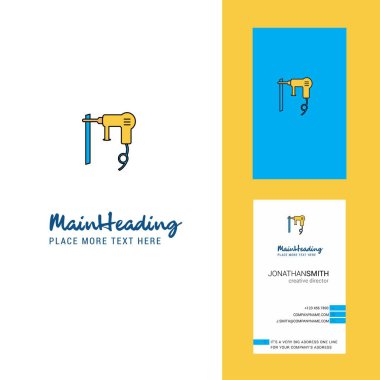 Matkap makinesi yaratıcı Logo ve kartvizit. dikey tasarlamak vektör
