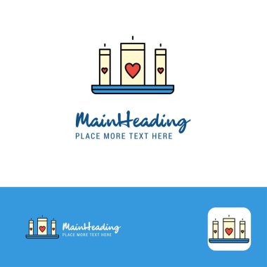 Yaratıcı sevgi Logo tasarımı mumlar. Slogan için düz renk Logo yer. Vektör çizim