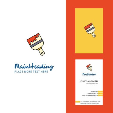 Boya fırça yaratıcı Logo ve kartvizit. dikey tasarlamak vektör