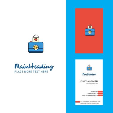 Fotoğraf makinesi yaratıcı Logo ve kartvizit. dikey tasarlamak vektör