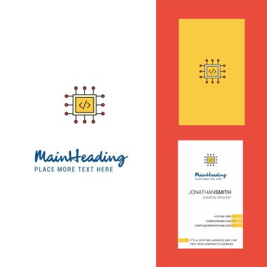 İşlemci yaratıcı Logo ve kartvizit. dikey tasarlamak vektör