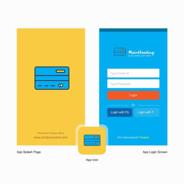 Şirket kredi kartı ekranı ve oturum açma sayfası Tasarım Logo şablonu ile. Mobil Online iş şablonu