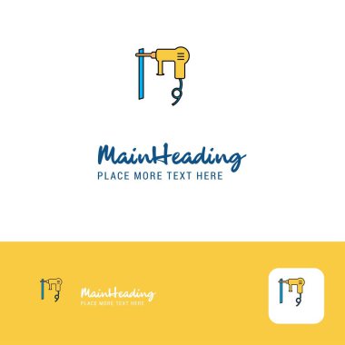 Yaratıcı matkap makinesi Logo tasarımı. Slogan için düz renk Logo yer. Vektör çizim