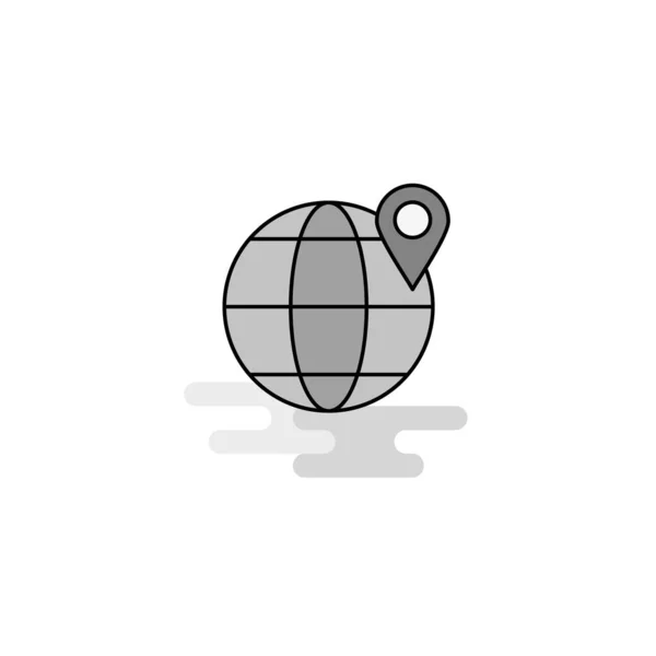 Location Globe Web Icon Flat Line Filled Gray Icon Vector — Stock Vector