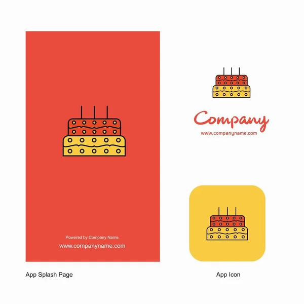 Τούρτα Γενεθλίων Εικονίδιο App Λογότυπο Εταιρείας Και Splash Σελίδα Σχεδιασμός — Διανυσματικό Αρχείο