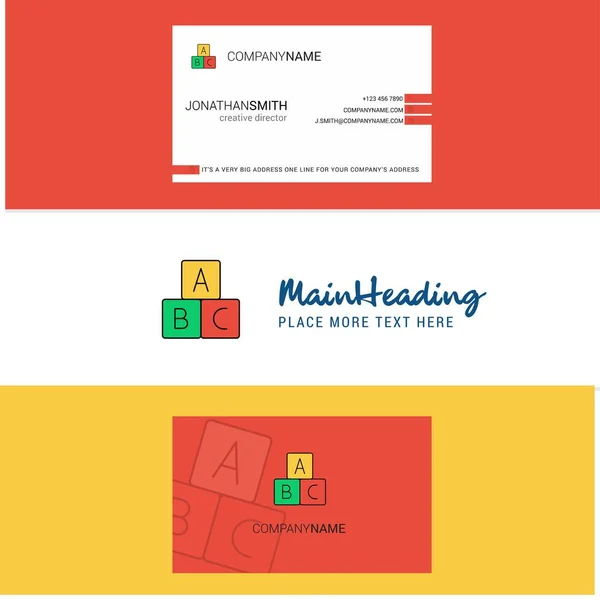 Beautiful Alphabets Blocks Logo Business Card Vertical Design Vector — Stock Vector