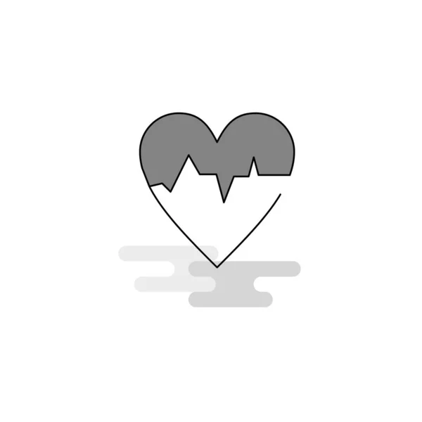 Heart Ecg Web Icon Vecteur Icône Gris Rempli Par Ligne — Image vectorielle