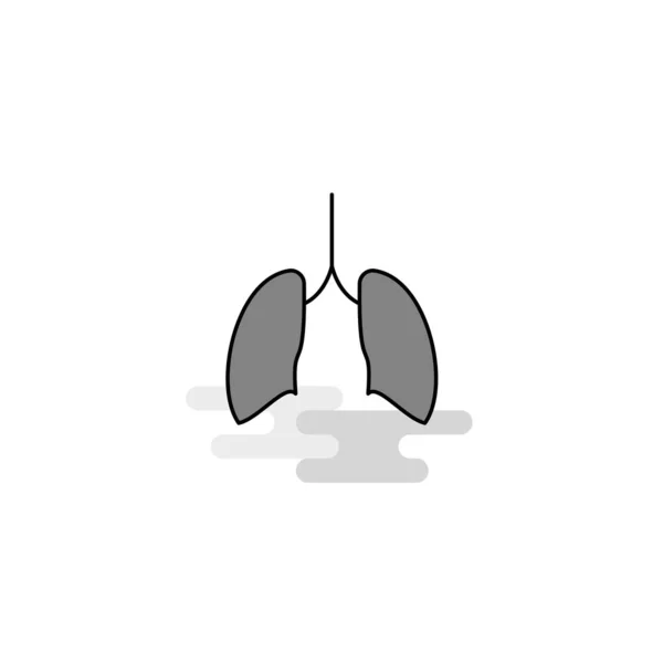 Lungs Web Icon Flat Line Filled Gray Icon Vector — Stock Vector