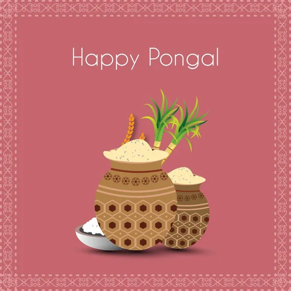 Happy Pongal Background Vector Illustration — Vector de stoc
