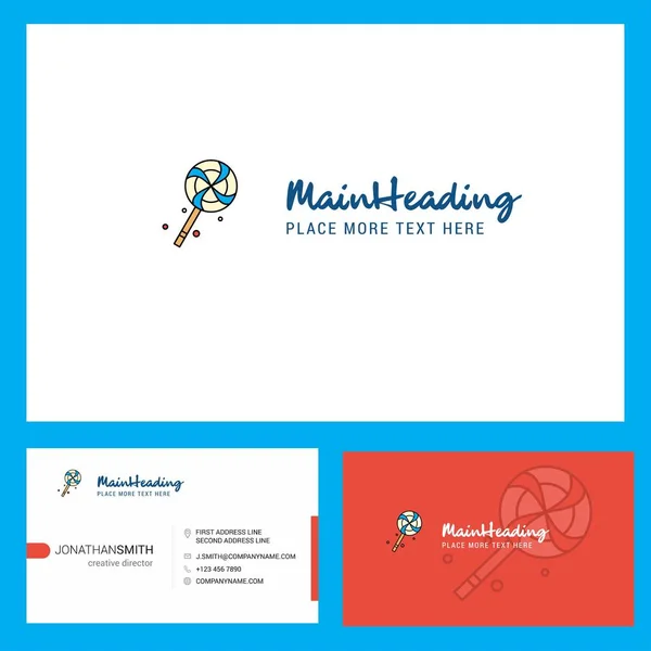 Diseño Logotipo Lollypop Con Plantilla Tarjeta Tagline Front Back Busienss — Archivo Imágenes Vectoriales