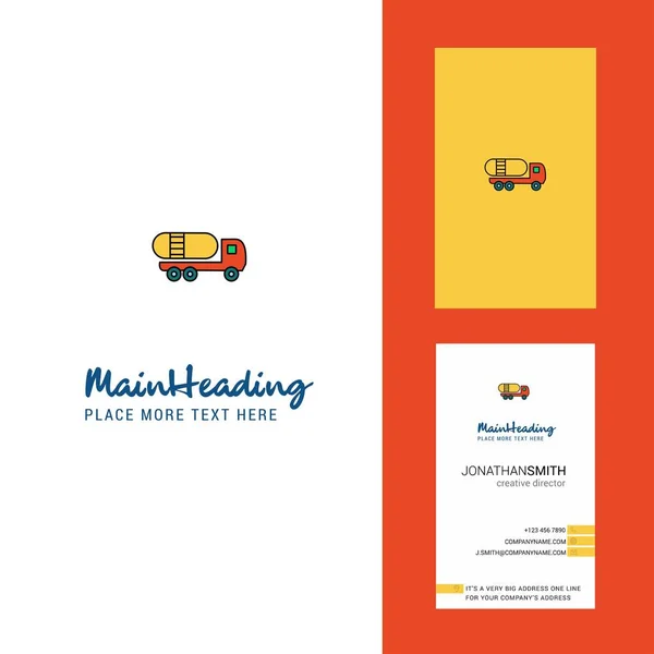 Tankwagen Kreatives Logo Und Visitenkarte Vertikaler Designvektor — Stockvektor