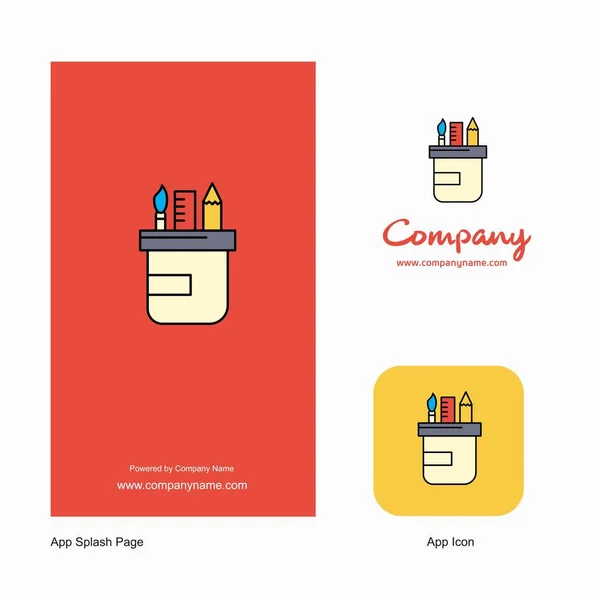 Bleistiftkasten Firmenlogo App Symbol Und Spritzseite Design Kreative Gestaltungselemente Für — Stockvektor