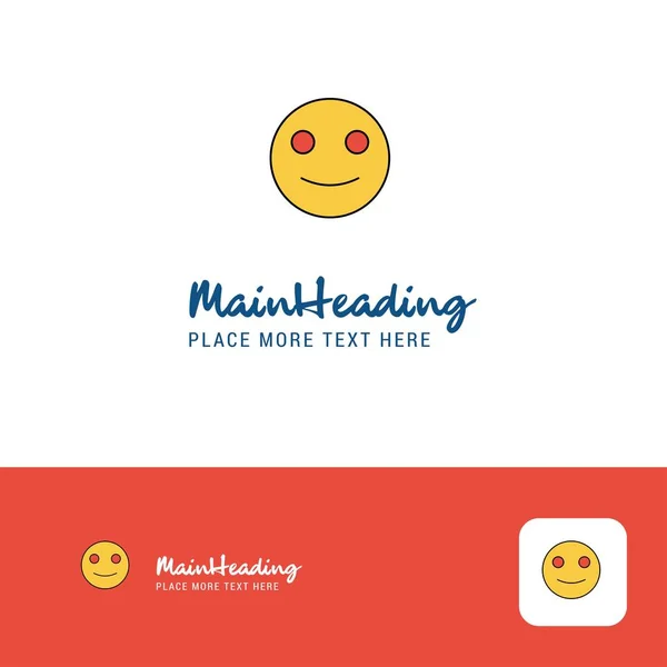Creative Smiley Emoji Logo Design Colore Piatto Logo Posto Tagline — Vettoriale Stock