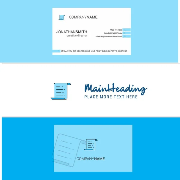 Hermoso Documento Texto Logo Tarjeta Visita Vector Diseño Vertical — Vector de stock