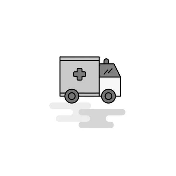 救急車の Web アイコン フラット ライン塗りつぶされた灰色のアイコン ベクトル — ストックベクタ