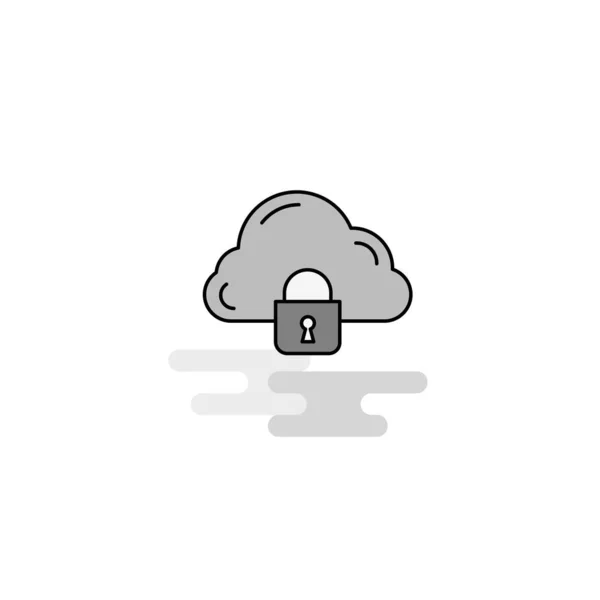 Icono Web Protegido Por Nube Línea Plana Llena Vectores Grises — Vector de stock