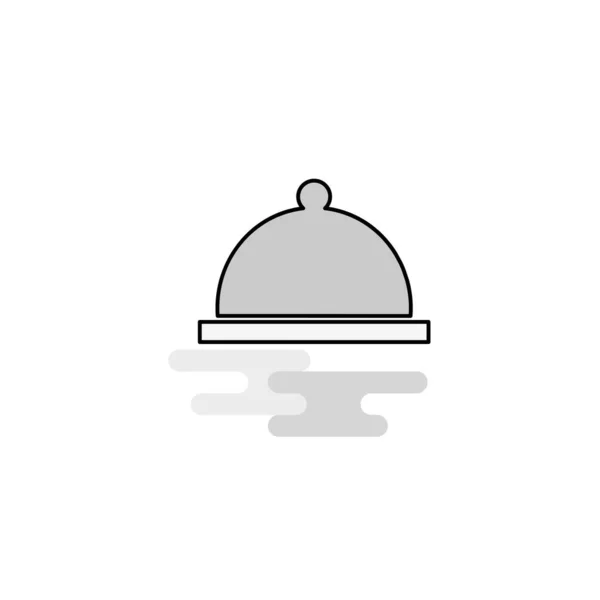 食糧皿 Web アイコン フラット ライン塗りつぶされた灰色のアイコン ベクトル — ストックベクタ