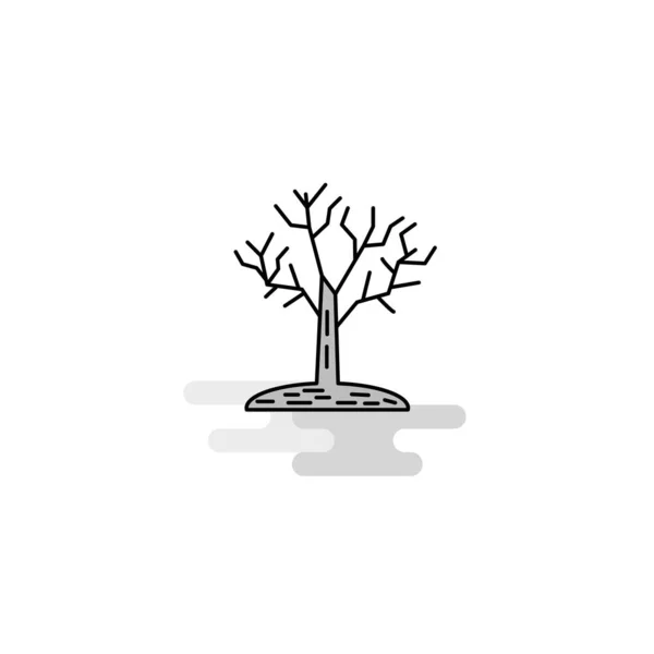 Icono Tree Web Línea Plana Llena Vectores Grises Icono — Vector de stock