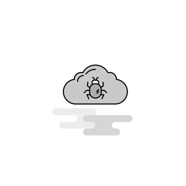 Bug Cloud Web Icon Platte Lijn Gevulde Grijs Pictogram Vector — Stockvector