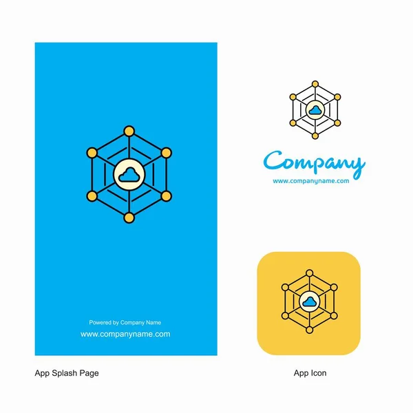 Σύννεφο Δίκτυο Εικονίδιο App Λογότυπο Εταιρείας Και Splash Σελίδα Σχεδιασμός — Διανυσματικό Αρχείο