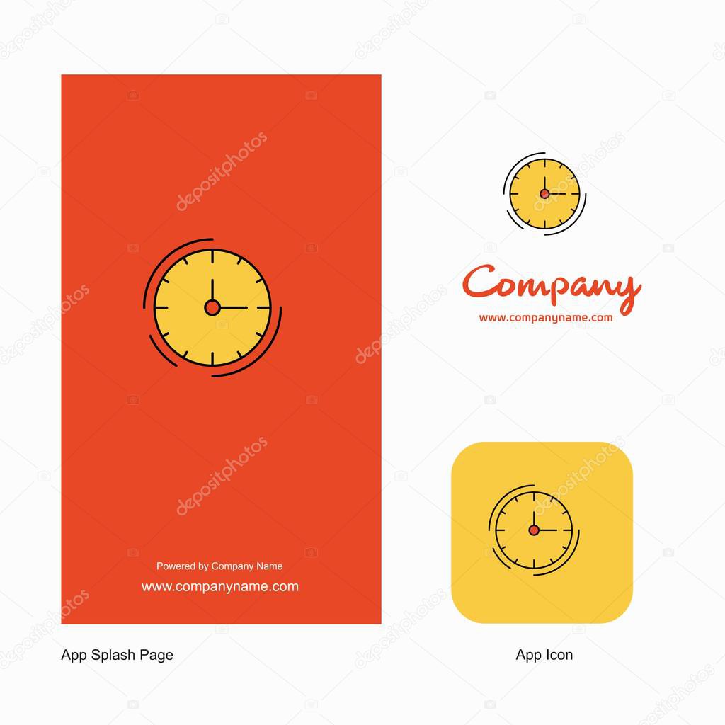 Clock Company Logo App Icon and Splash Page Design. Creative Business App Design Elements
