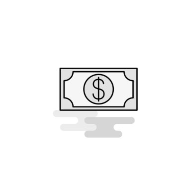 Doları Web simgesi. Düz çizgi dolgulu gri simge vektör