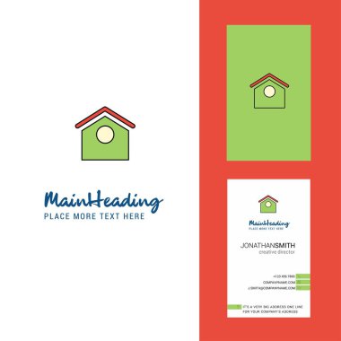 Köpek evi Logo yaratıcı ve kartvizit. dikey tasarlamak vektör