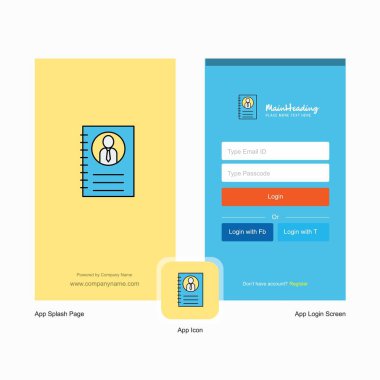 Şirket Kişisel günlük ekranı ve giriş sayfası tasarımı Logo şablonu ile. Mobil Online iş şablonu