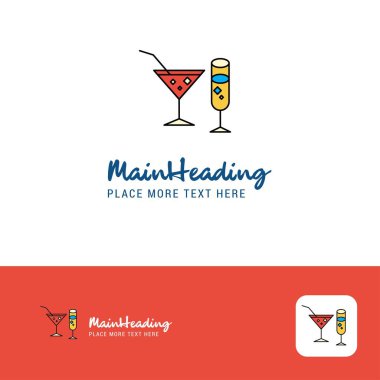 Yaratıcı içecekler Logo tasarımı. Slogan için düz renk Logo yer. Vektör çizim