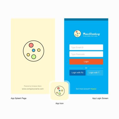 Şirket bakteri ekranı ve oturum açma sayfası tasarımı Logo şablonu ile plaka. Mobil Online iş şablonu